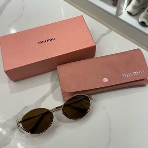 Miu Miu Brown + Gold Sunglasses